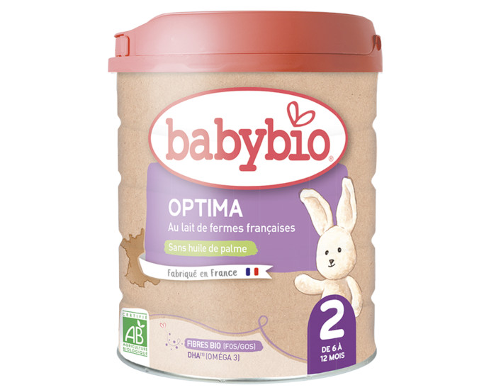 BABYBIO Lait de Suite 2 Optima - De 6  12 mois - 800 g