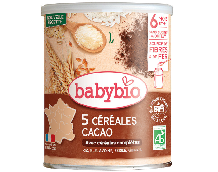 BABYBIO 5 Crales Cacao - 220g - Ds 6 mois
