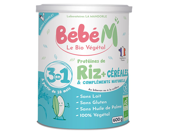 BEBE M Riz 3 en 1 - Crales  Complment Protiniques - Ds 10 mois - 600 g