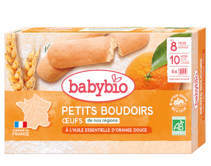 BABYBIO Boudoirs  l'Huile Essentielle d'Orange Douce - Nouvelle Recette - Ds 10 mois