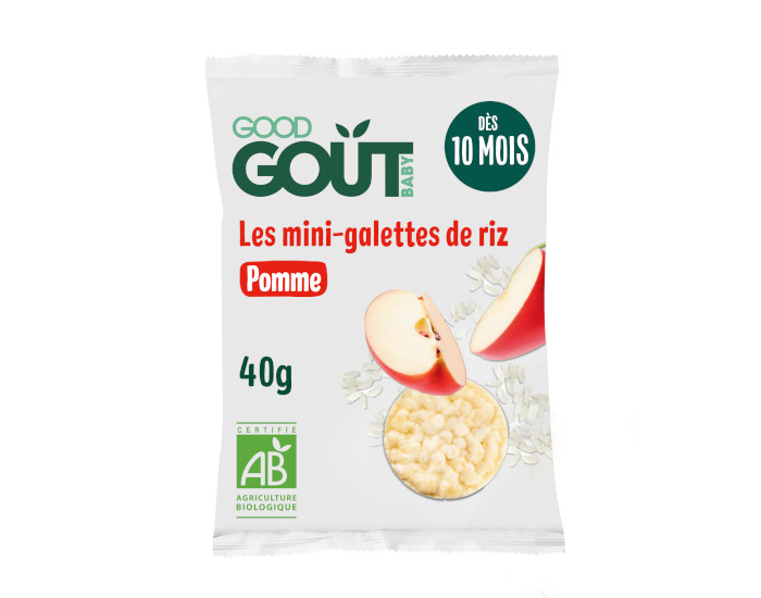 GOOD GOUT Mini-Galettes de Riz  la Pomme pour Bb - 40 g - Ds 10 mois