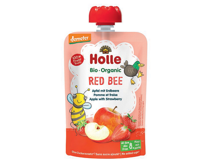 HOLLE Gourde Red Bee - Pomme Fraise - 100 g - Ds 8 mois
