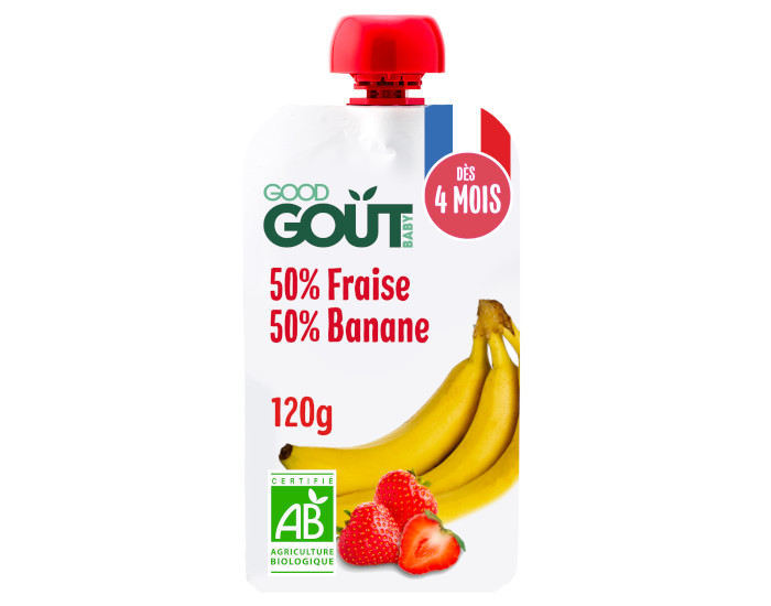GOOD GOUT Gourde Fraise et Banane - Pure Bb 120g - Ds 4 Mois