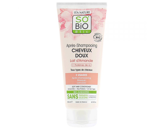 SO'BIO TIC Aprs-Shampooing Cheveux Doux Lait d'Amande et Protnes de Riz - 200 ml