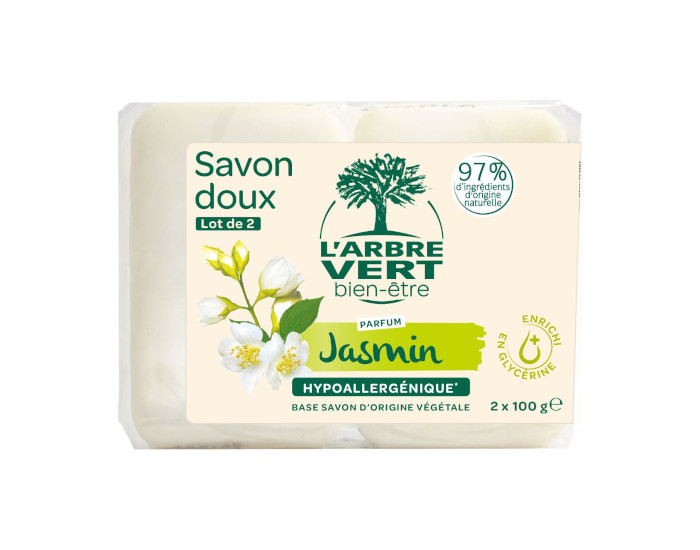 L'ARBRE VERT BIEN-TRE Savon Jasmin - Lot de 2x100g