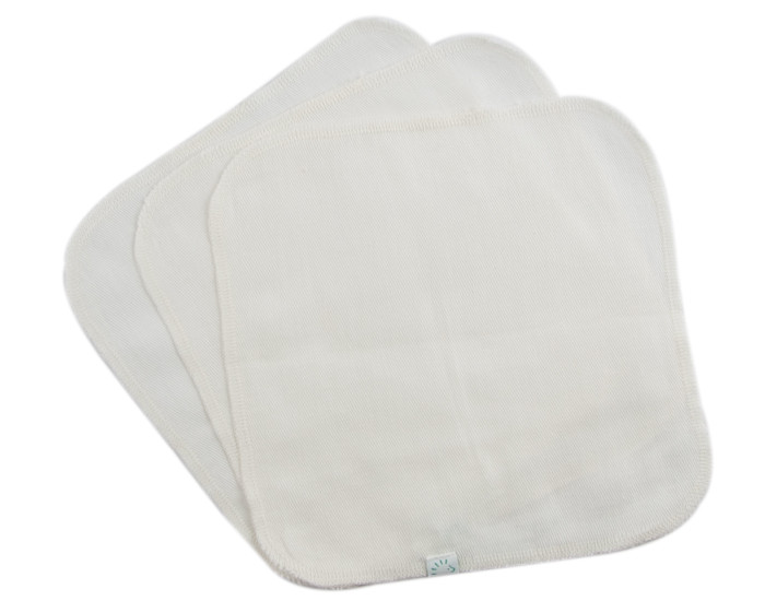 IOBIO Lot de 3 Lingettes en Coton Biologique Blanches - 22 x 22 cm