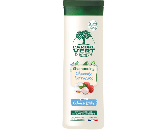 L'ARBRE VERT BIEN-TRE Shampooing Cheveux Normaux - Coton et Litchi - 250 ml