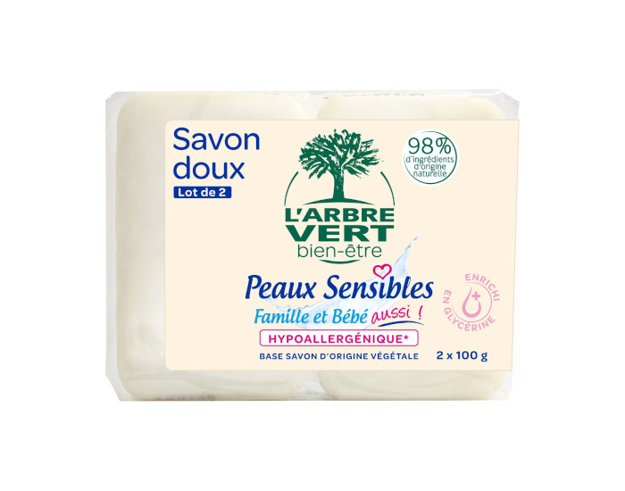 L'ARBRE VERT BIEN-TRE Savon Famille et Bb - Lot de 2x100g