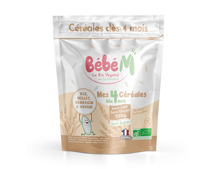 BEBE M Mes 4 Crales - Avoine Sans Gluten - 220g - Ds 4 mois