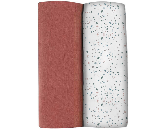 BEABA Langes XXL en Coton bio - Boite de 2 - 120 x 120 cm Terrazzo