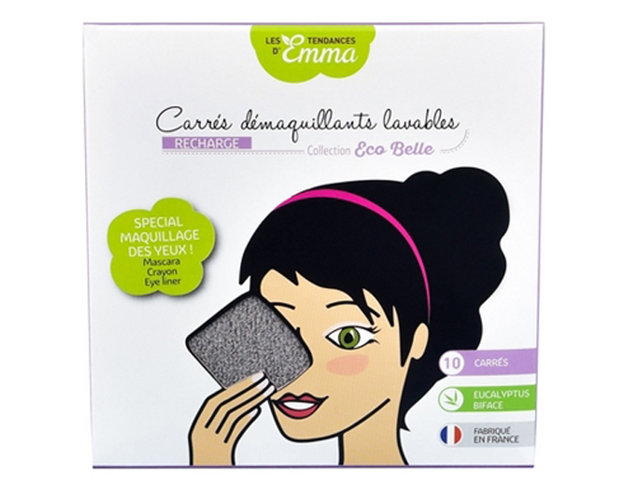 LES TENDANCES D'EMMA 10 Carrs Dmaquillants Lavables - Eucalyptus Biface Gris