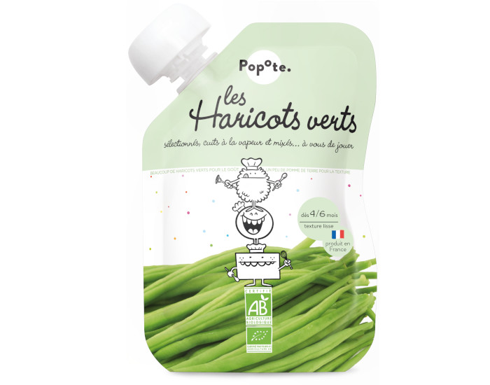 POPOTE Gourde Haricot Vert - 120g - Ds 4/6 mois
