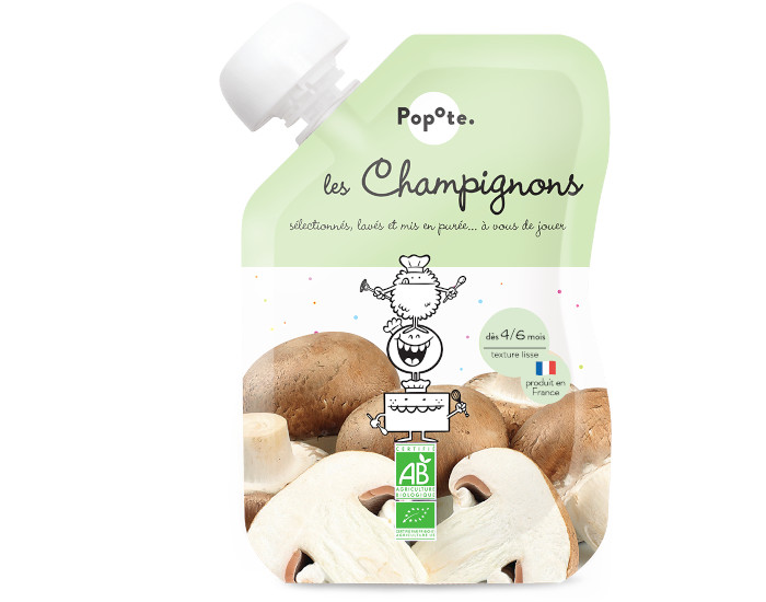 POPOTE Gourde Champignons Bio - 120 g - Ds 4/6 mois