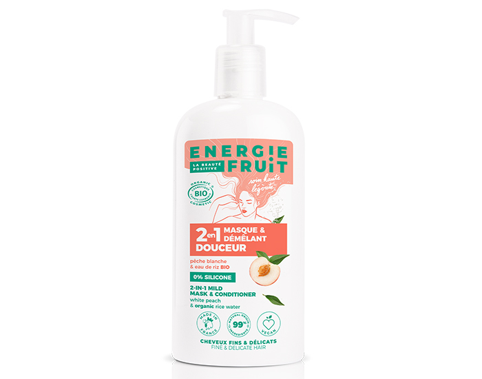 ENERGIE FRUIT Masque 2 en 1 Douceur Pche Blanche et Eau de Riz Bio - 300 ml