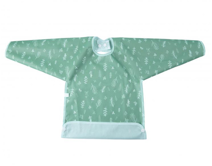 IOBIO Bavoir Impermable  Manches - Green Leaves