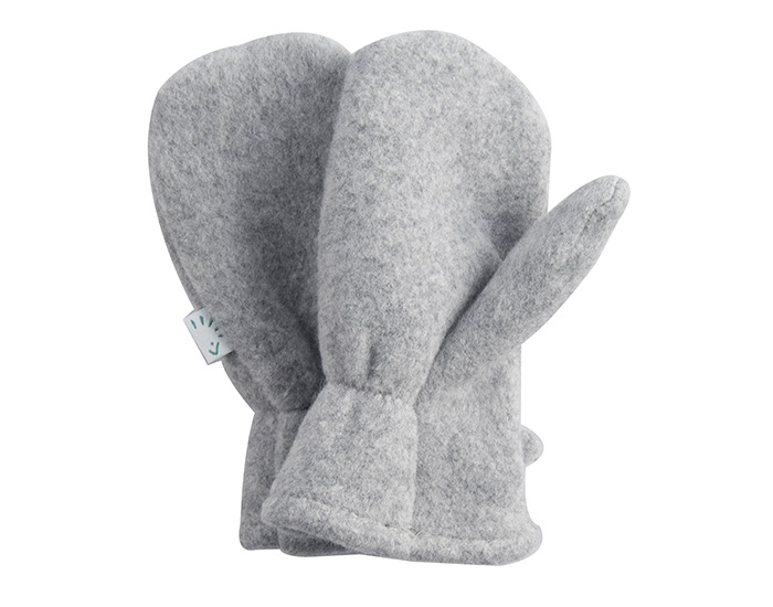 IOBIO Mouffles en Polaire de Coton Bio - Gris Mlang 6 - 12 mois