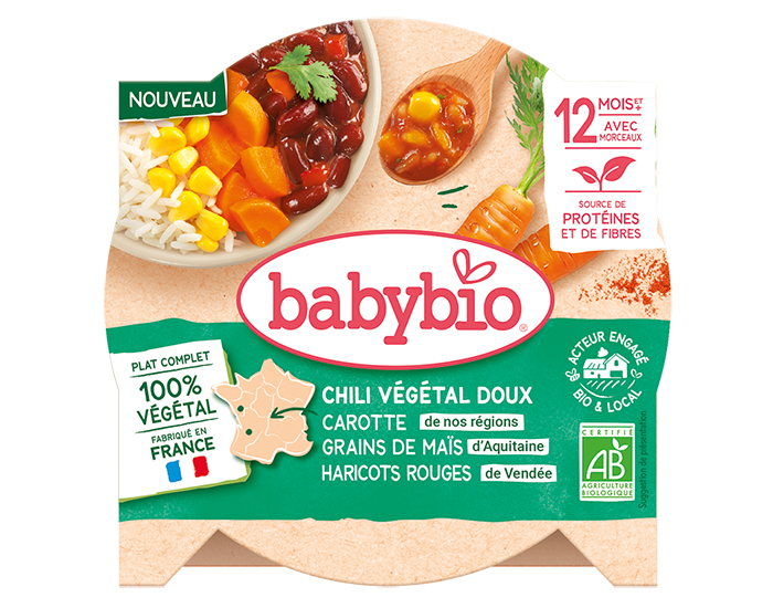BABYBIO Assiette Menu Vgtal - 190 g ou 230 g - Ds 12 ou 15 mois