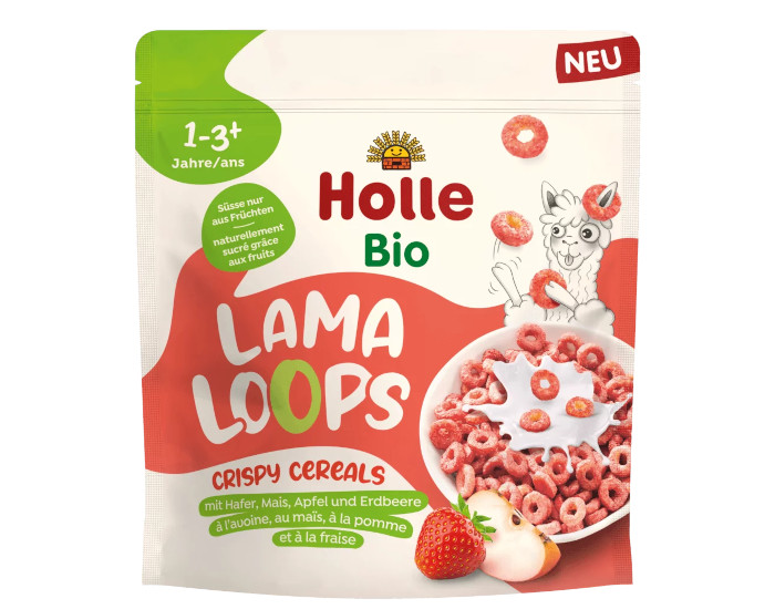 HOLLE Crales Souffles Fraise et Pomme Lama Loops - 125 g - Ds 12 mois