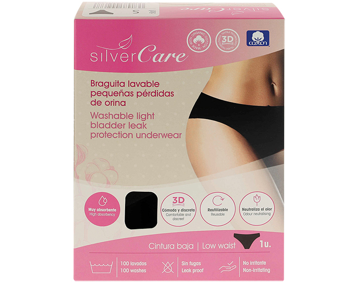 SILVERCARE Culotte Lavable pour Fuites Urinaires Taille Basse Taille S