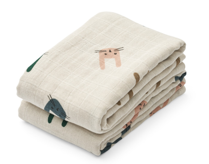 LIEWOOD Lot de 2 Langes en Mousseline - Lewis Sable