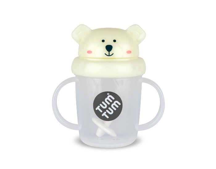 TUM TUM Tasse Anti-Fuite avec Paille Leste - Ours Polaire Phosphorescent - Ds 6 mois - 200 ml