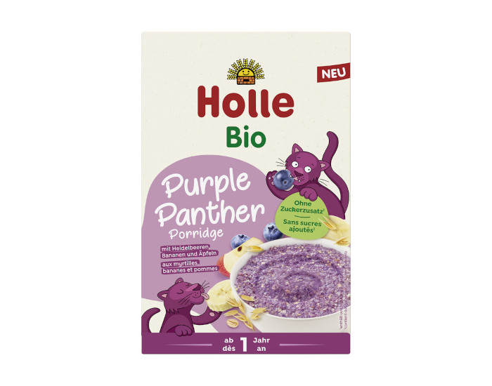 HOLLE Porridge Purple Panther aux Myrtilles, Bananes et Pommes - Ds 12 mois - 200g