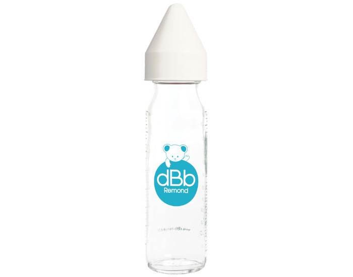 DBB REMOND Biberon en Verre Rgul'air 240ml - Ttine Sillicone (Blanc) 