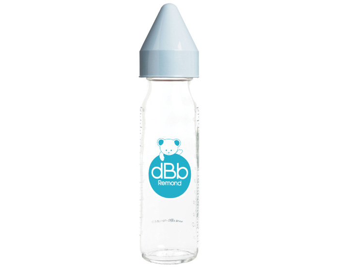 DBB REMOND Biberon en Verre Rgul'air 240ml - Ttine Silicone (Bleu Ocan)
