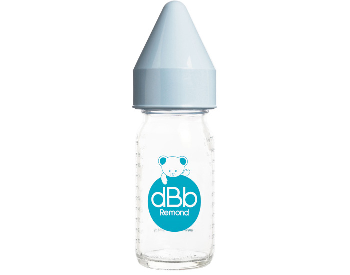 DBB REMOND Biberon en Verre Regul'air 110ml - Ttine Silicone (Bleu Ocan)