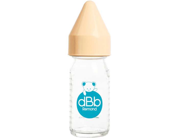DBB REMOND Biberon en Verre Rgul'air 110ml - Ttine Silicone (Jaune Moutarde)