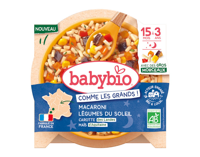 BABYBIO Assiette Menu Comme les Grands - 190 g ou 200 g - Ds 15 mois