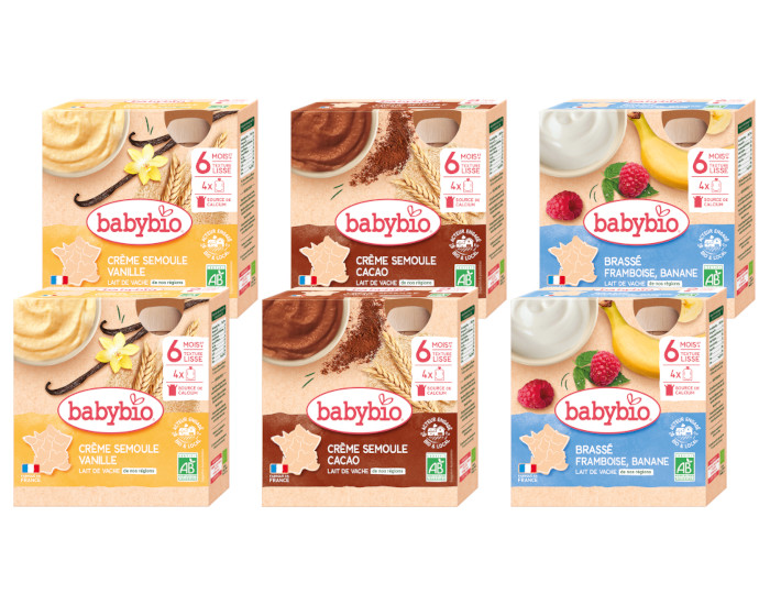 BABYBIO Lot Gourdes Lactes au lait de vache - Ds 6 mois - 24x85g