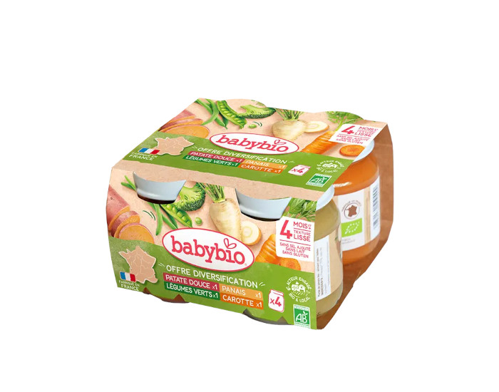 BABYBIO Multipack Pots Lgumes des Fermes - Ds 4 mois - 4x130g