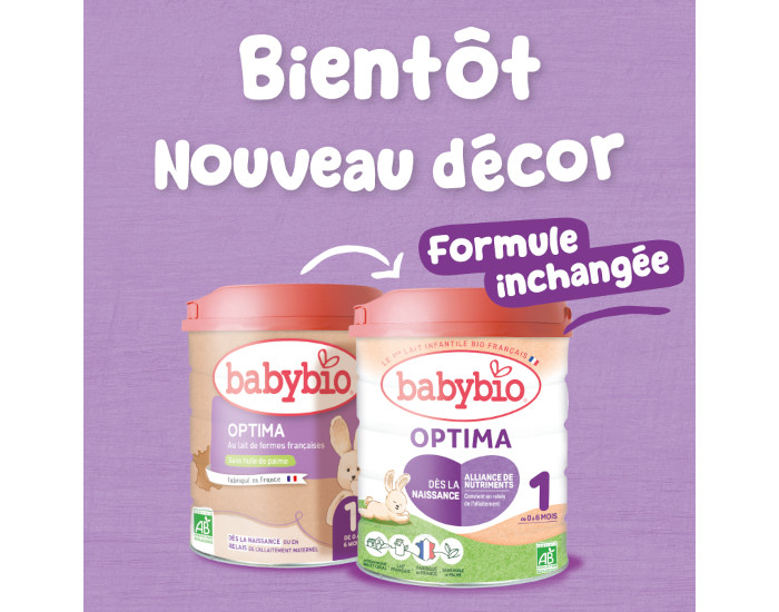 BABYBIO Lait pour Nourrisson 1 Optima - De 0  6 mois - 800 g (1)