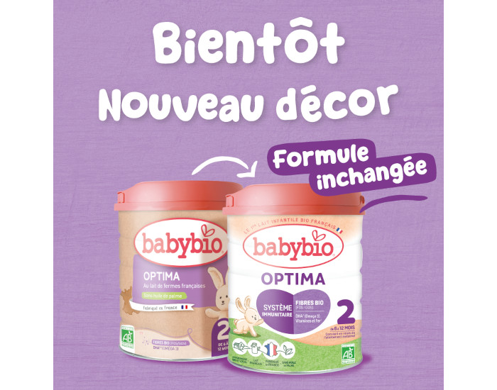 BABYBIO Lait de Suite 2 Optima - De 6  12 mois - 800 g (1)