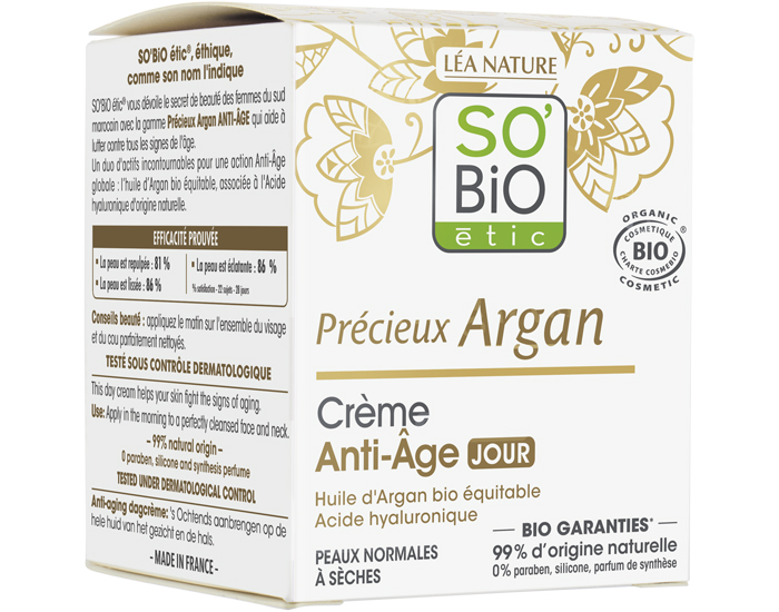 SO'BIO TIC Crme de Jour Anti-ge  l'Argan Bio - 50 ml (2)