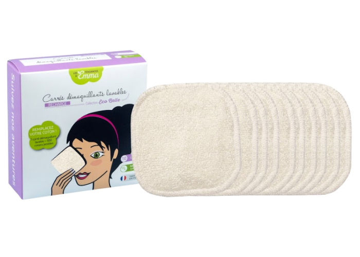 LES TENDANCES D'EMMA 10 Carrs Dmaquillants Lavables - Bambou Ecru (1)