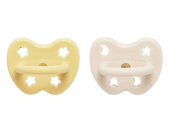 HEVEA 2 Pack Ttines Physiologiques en Caoutchouc Naturel 3-36 mois - Color Milky White & Pale Butter (1)
