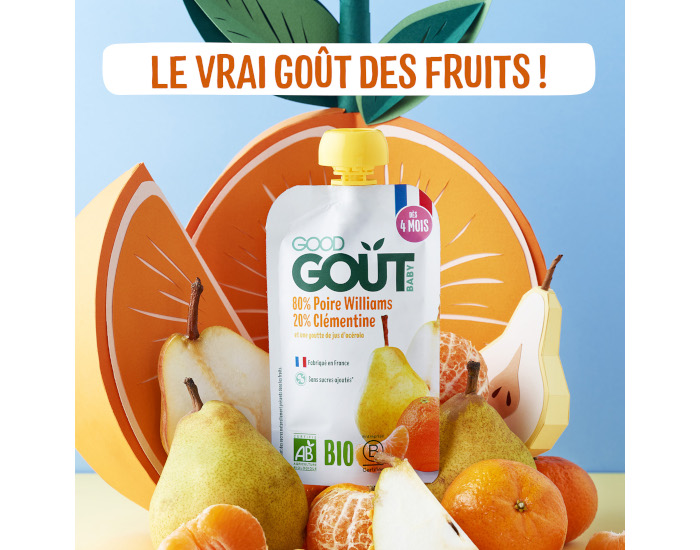 GOOD GOUT Gourde de Fruit pour Bb 120 g - Poire Clmentine - Ds 4 mois (2)