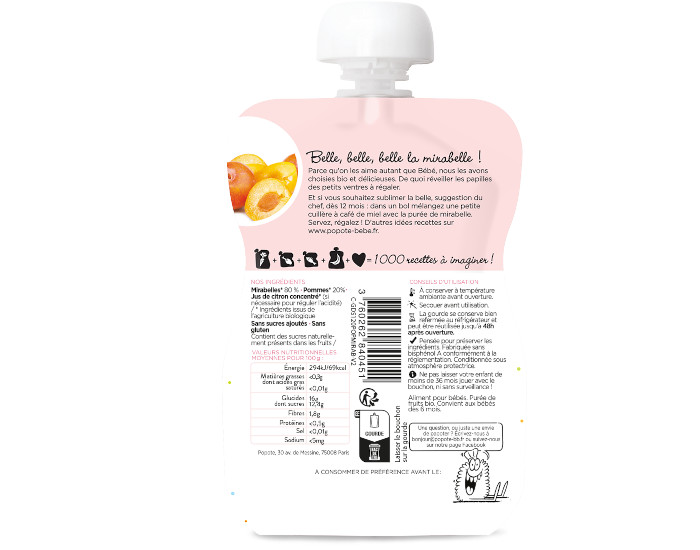 POPOTE Gourde Mirabelle Bio - 120 g - Ds 4/6 mois (1)