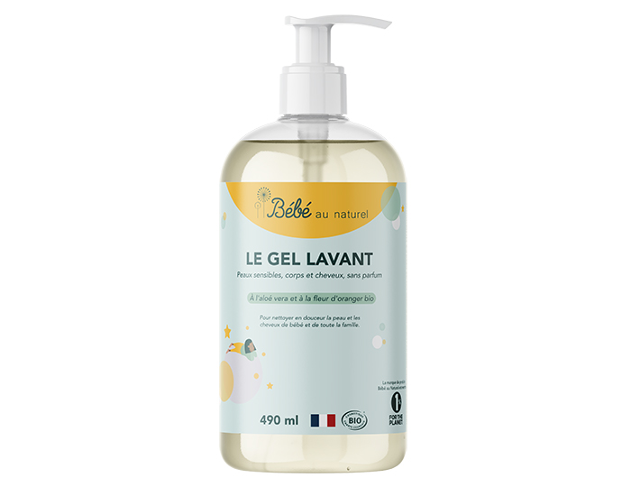BEBE AU NATUREL Gel Lavant  l'Aloe Vera Corps et Cheveux - 490 ml (1)