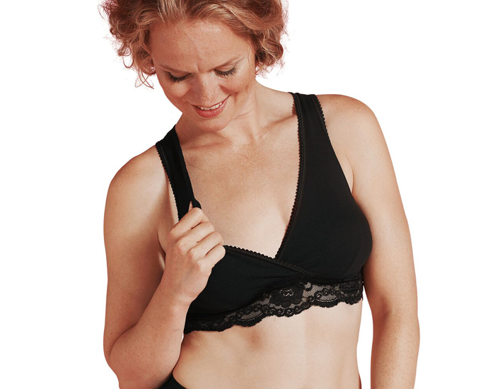 CARRIWELL Brassire d'Allaitement Cache-Coeur en Coton Bio - Noir L (1)