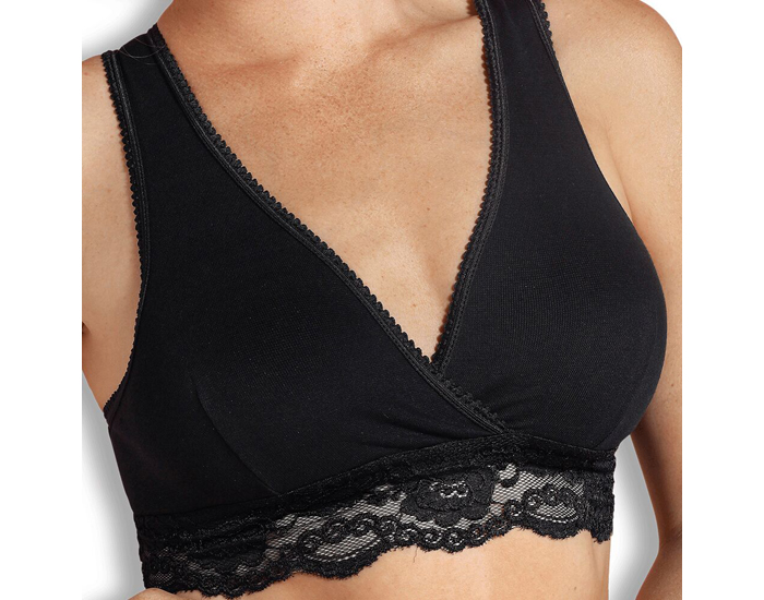 CARRIWELL Brassire d'Allaitement Cache-Coeur en Coton Bio - Noir L (2)