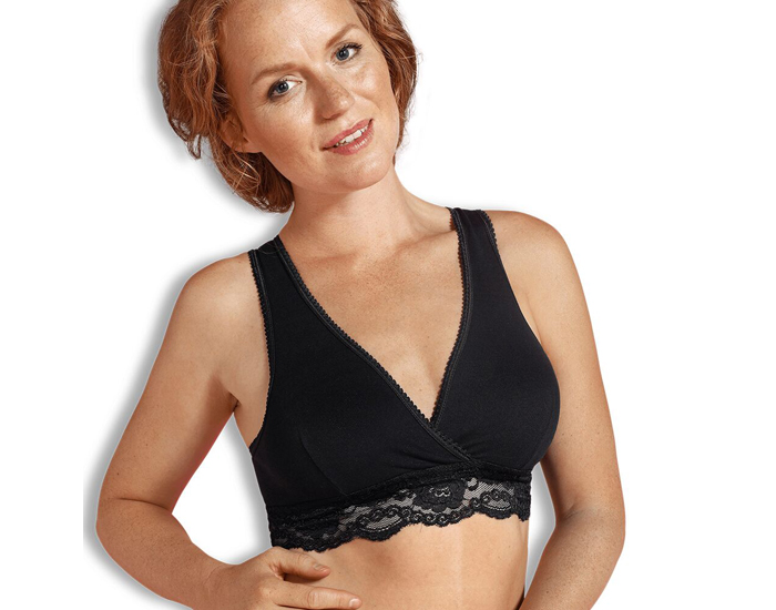 CARRIWELL Brassire d'Allaitement Cache-Coeur en Coton Bio - Noir L (5)