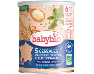 BABYBIO 5 Crales Camomille Verveine Fleur d'Oranger - 220 g - Ds 6 mois