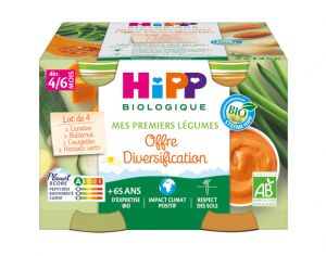 HIPP Mes Premiers Lgumes - Carotte, Butternut, Courgette, Haricot Vert - 4 x 125 g
