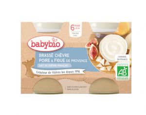 BABYBIO Petits Pots Brasss Lacts - 2 x 130 g - Ds 6 mois Chvre Poire & Figue de Provence