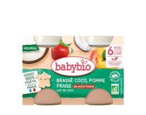BABYBIO Petits Pots Brasss Vgtaux - 2 x 130 g - Ds 6 mois Coco Pomme Fraise