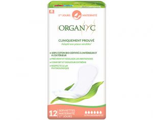 ORGANYC Serviettes Post-Partum Premiers Jours Maternit - Boite de 12