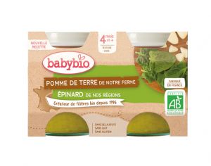 BABYBIO Mes Lgumes - 2x130g Pomme de Terre - Epinards - 4 mois